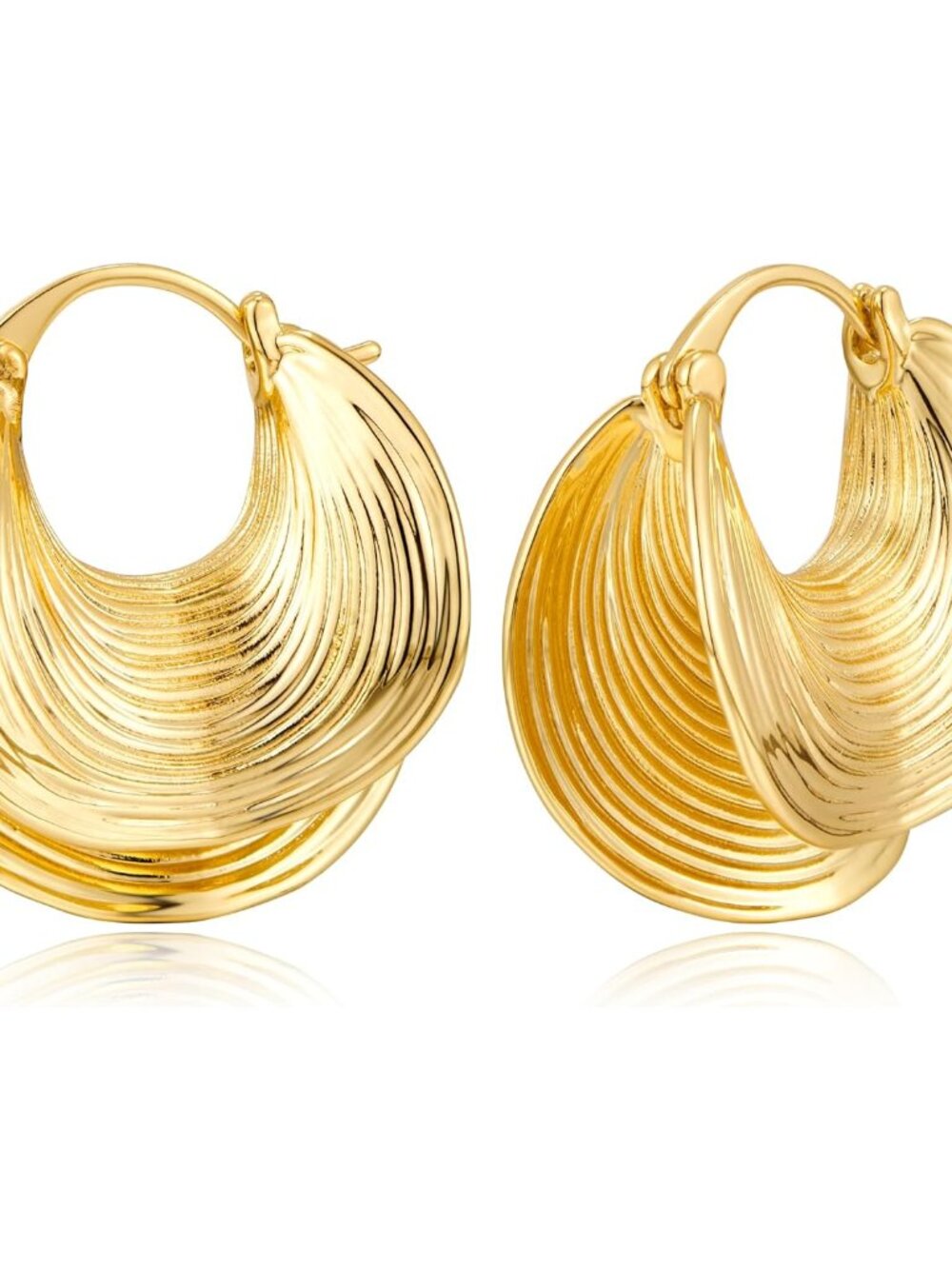 Gold Plated Hoop Earrings for Women Brass Earring Chunky Statement Jewelry